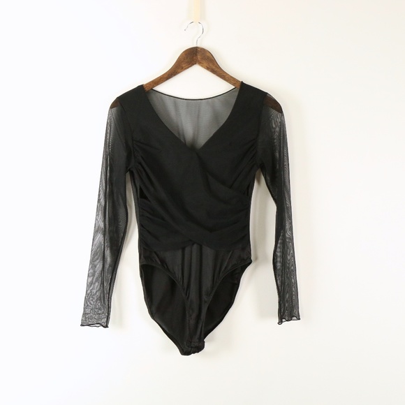 Guy Laroche Tops - Vintage 80's Guy Laroche Black Sheer Bodysuit Top